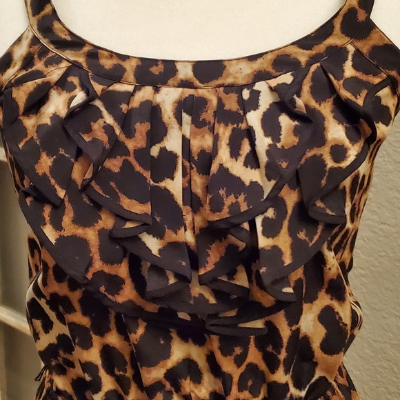EXPRESS - Leopard Print Ruffle Dress, Size… - Picture 3 of 5